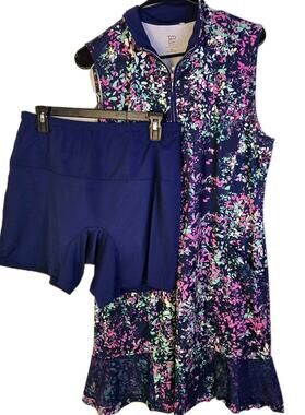 EP New York Womens Sleeveless Floral Ditzy Print Golf Dress Size XL W Shorts Pkt